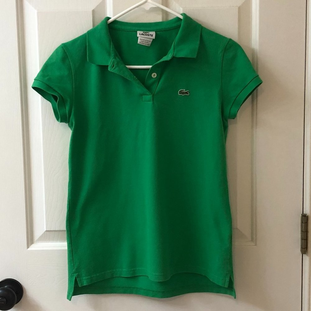 Lacoste Womens collared shirt green small-medium
